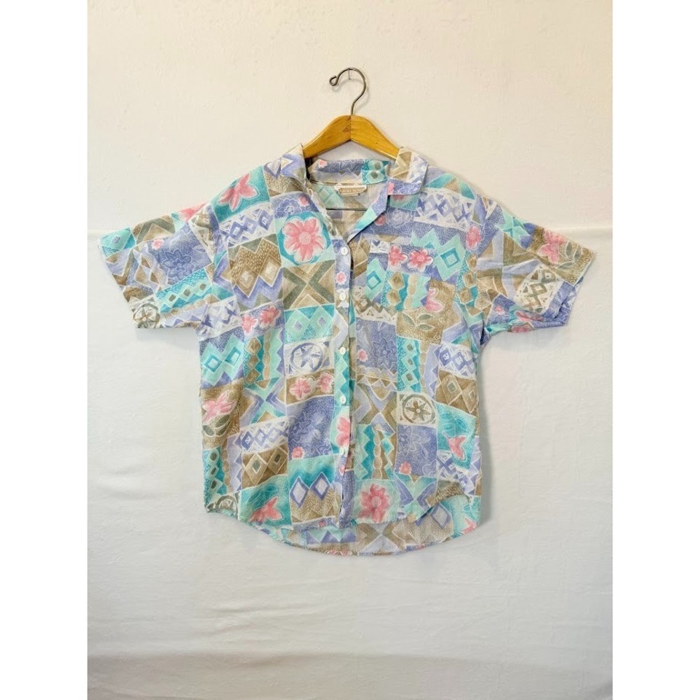 Vintage 80s Season Ticket Shirt Unisex Medium Aztec Geometric Made in USA Camp
